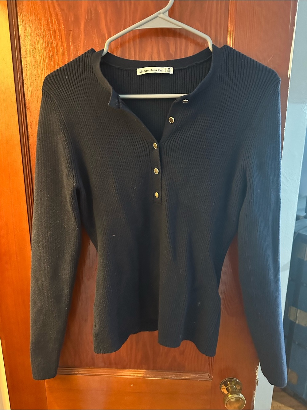 Abercrombie & Fitch Women's Ribbed Long-Sleeve Henley